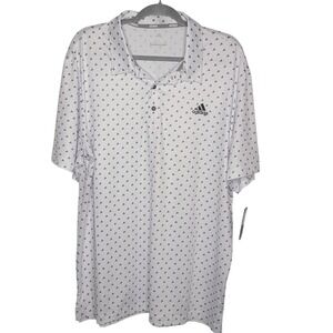 Adidas Golf Men's Performance Polo Shirt XL White All Over Logo Print UPF 50 NWT